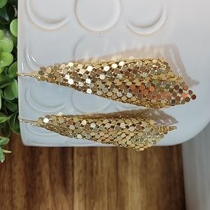 GOLD SLINKY MESH CHAINMAIL SHIMMER EARRINGS